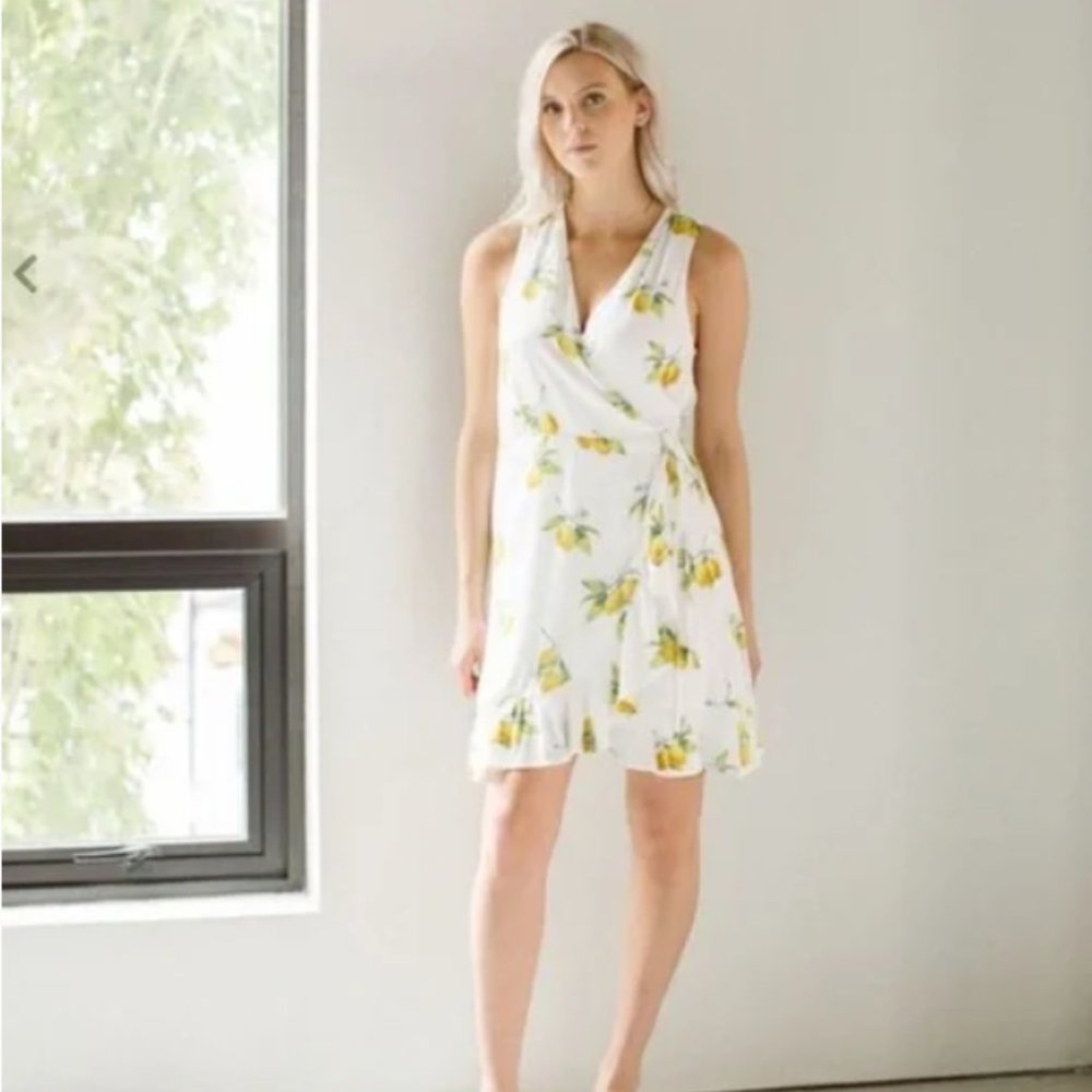 Rails Madison Wrap Dress in White Lemons Small
